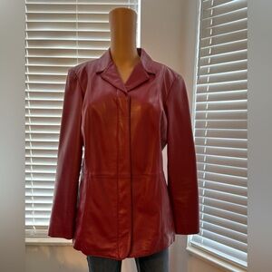 Preston & York Wine-Red Leather Jacket